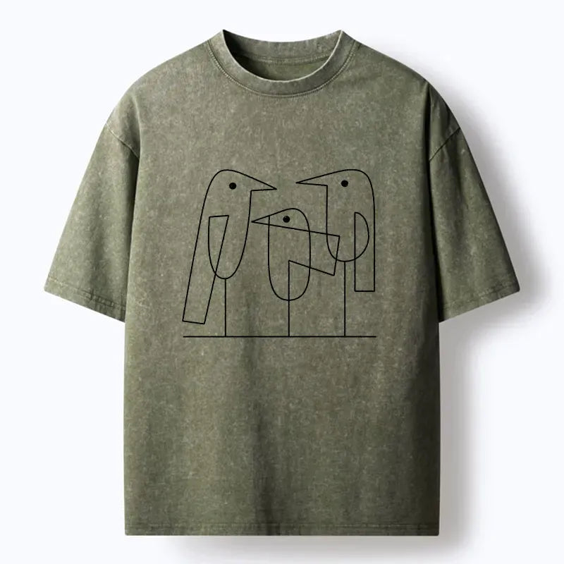 Tokyo?Tiger Minimalist Bird Washed T-Shirt
