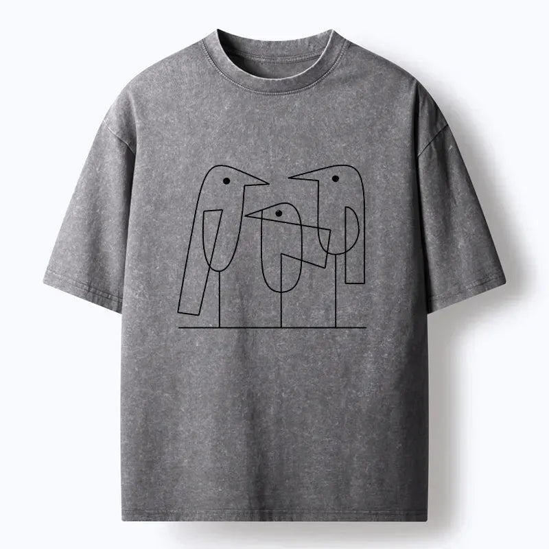Tokyo?Tiger Minimalist Bird Washed T-Shirt