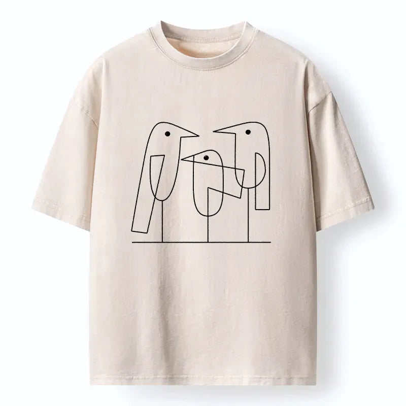 Tokyo?Tiger Minimalist Bird Washed T-Shirt