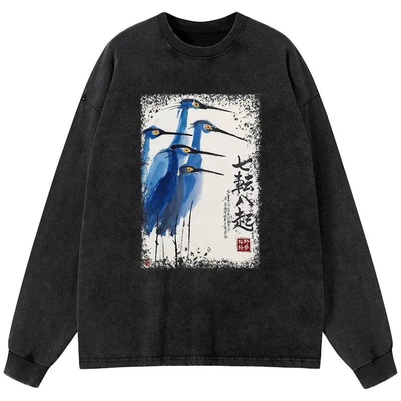 Japanese washed long sleeve t-shirt