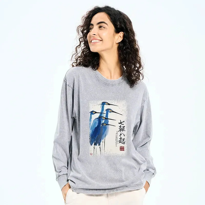 Japanese washed long sleeve t-shirt