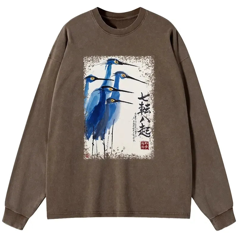 Japanese washed long sleeve t-shirt