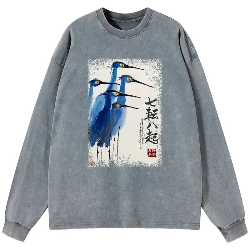 Japanese washed long sleeve t-shirt