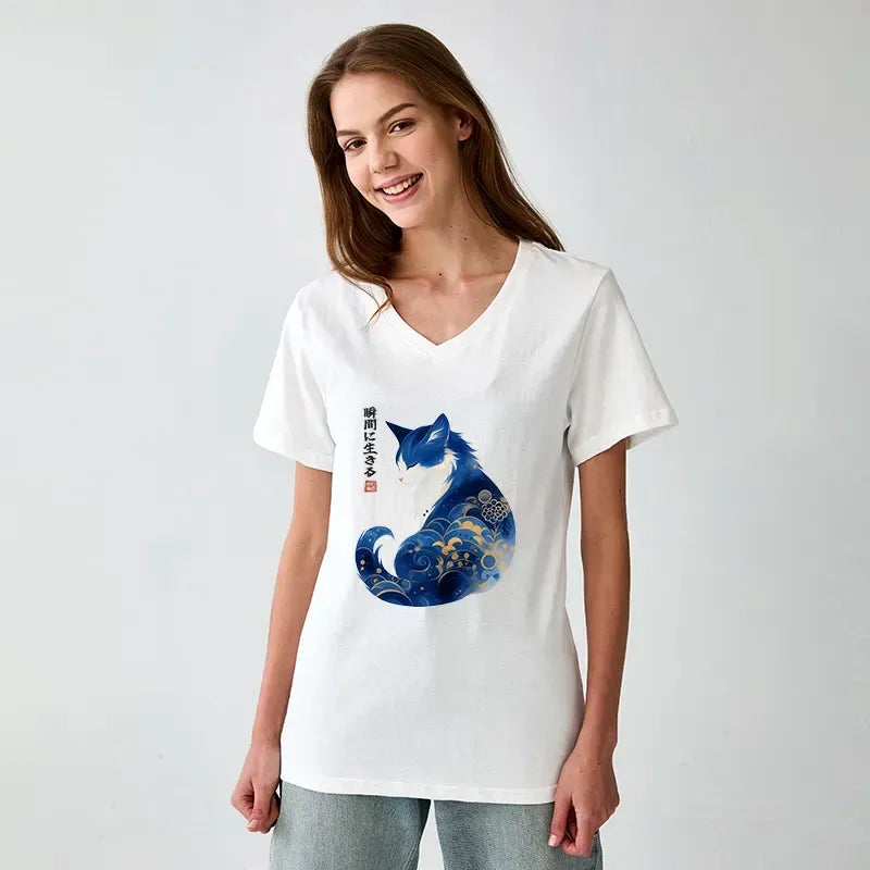 Ukiyo-e Cat T-Shirt for Beach