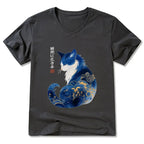 Retro Zen Cat V-Neck Tee