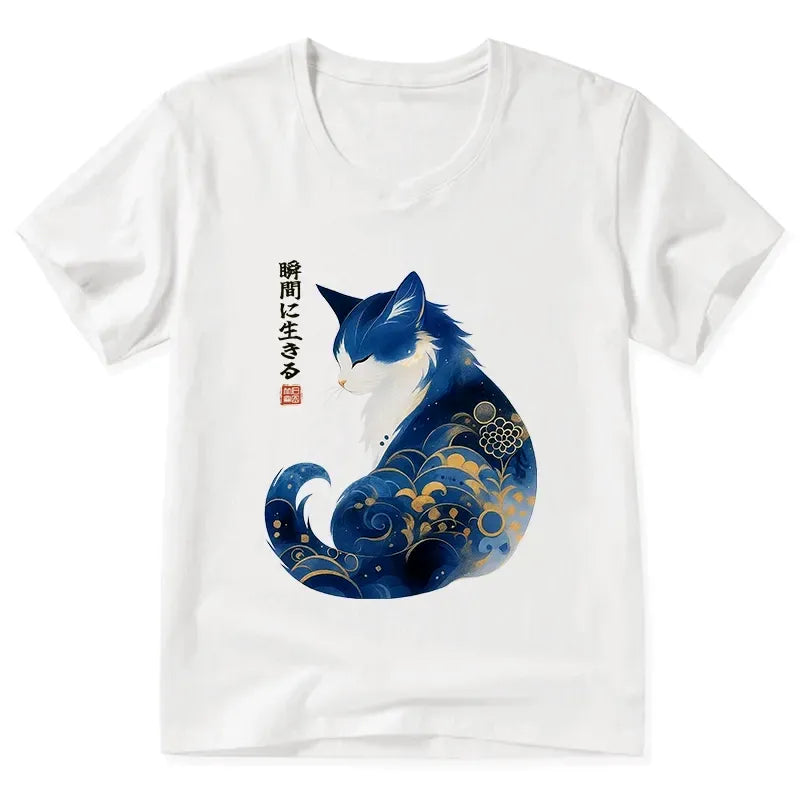 Retro Zen Cat V-Neck Tee
