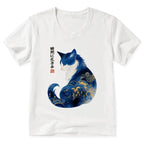 Retro Zen Cat V-Neck Tee