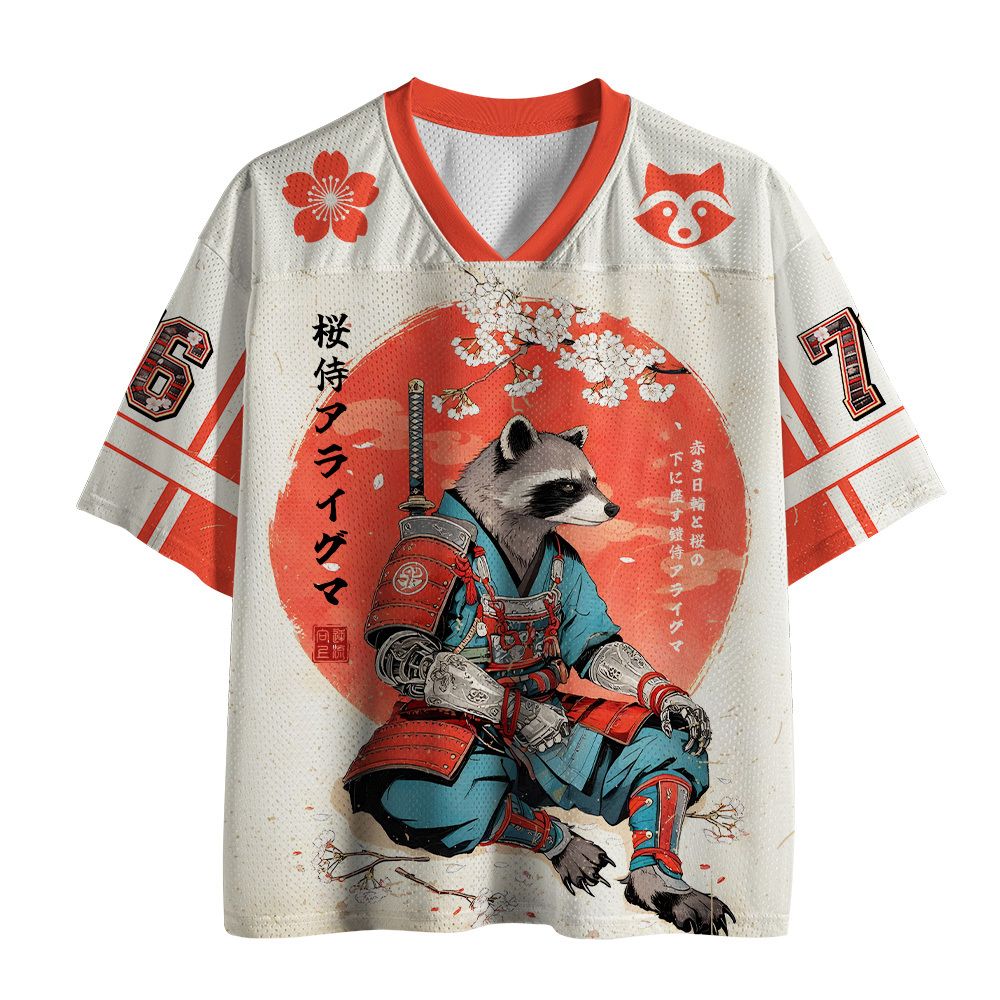 Kyoto-Lion Sakura Japanese Raccoon Samurai Mesh Jersey