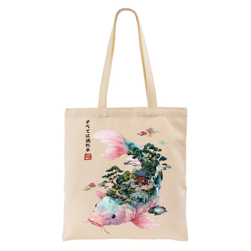 Kyoto-Lion Journey Of The Flowing Koi Tote Bag