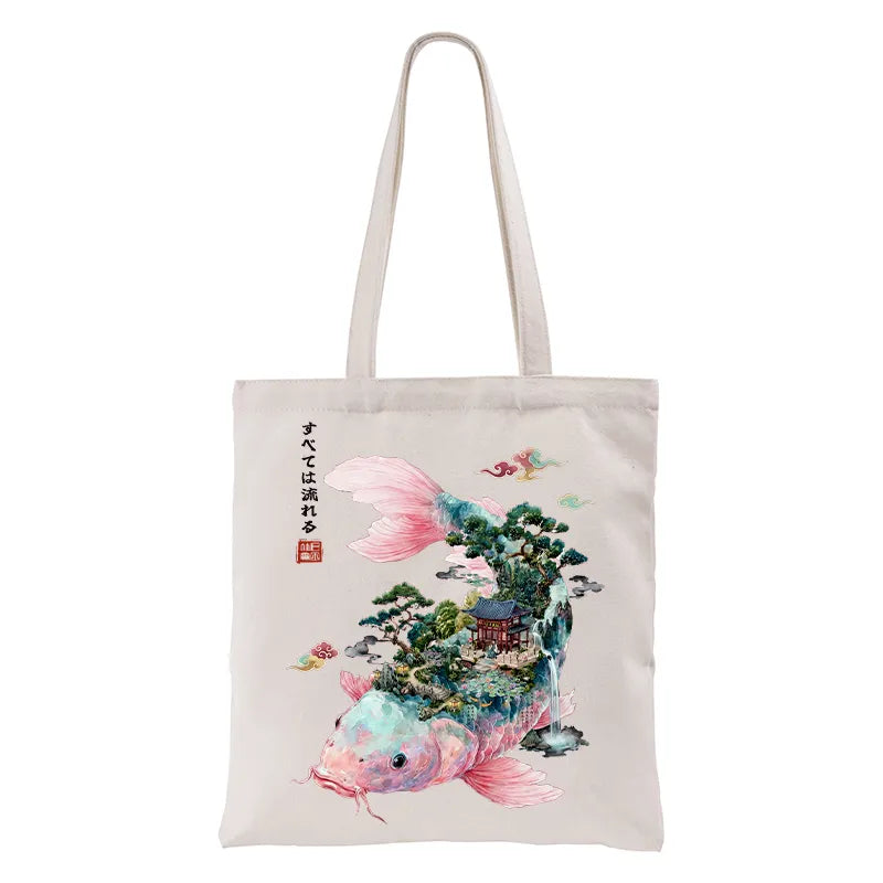 Kyoto-Lion Journey Of The Flowing Koi Tote Bag