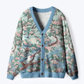 Kyoto-Lion Birds Under The Sakura Tree Ugly Cardigan Sweater