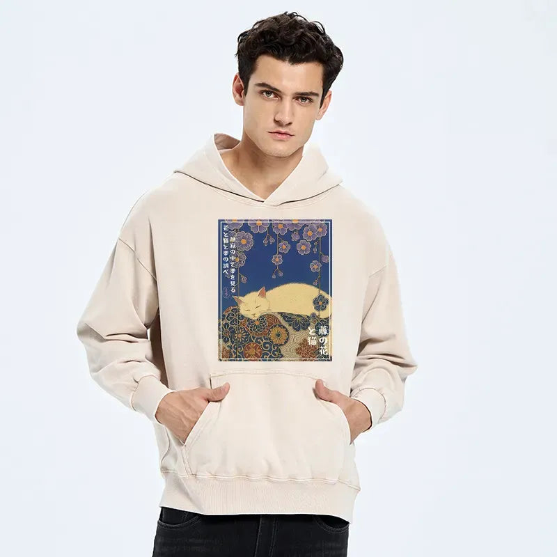Japanese Ukiyoe Wisteria Hoodie on Sale