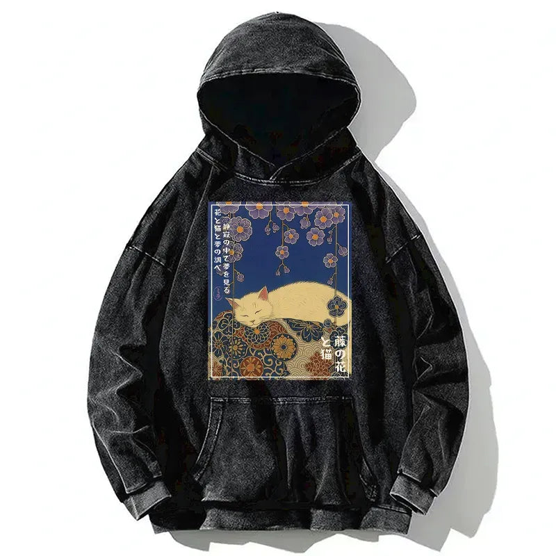 Washed Cat Hoodie Free Shipping