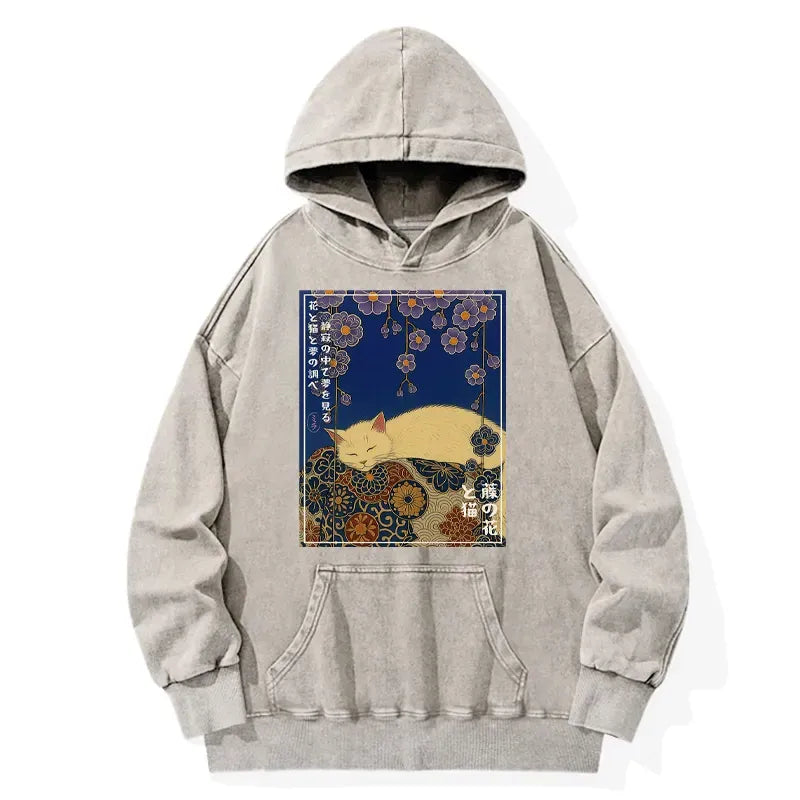 Japanese Ukiyoe Wisteria Hoodie on Sale