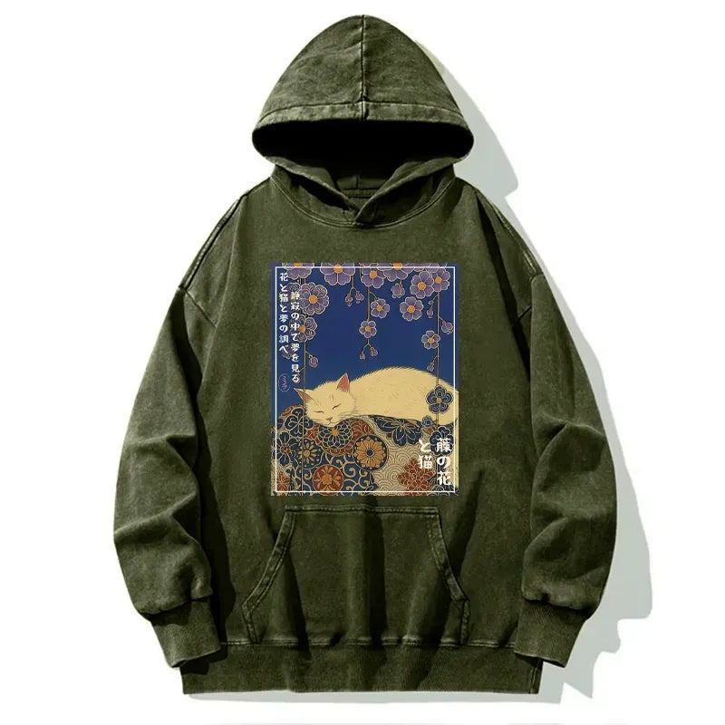 Washed Cat Hoodie Free Shipping