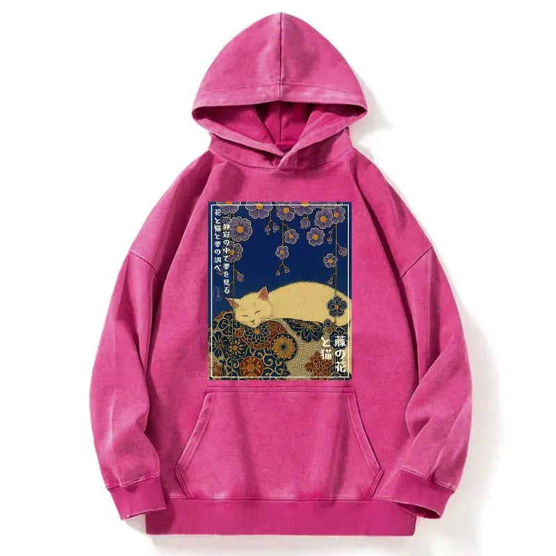 Washed Cat Hoodie Free Shipping
