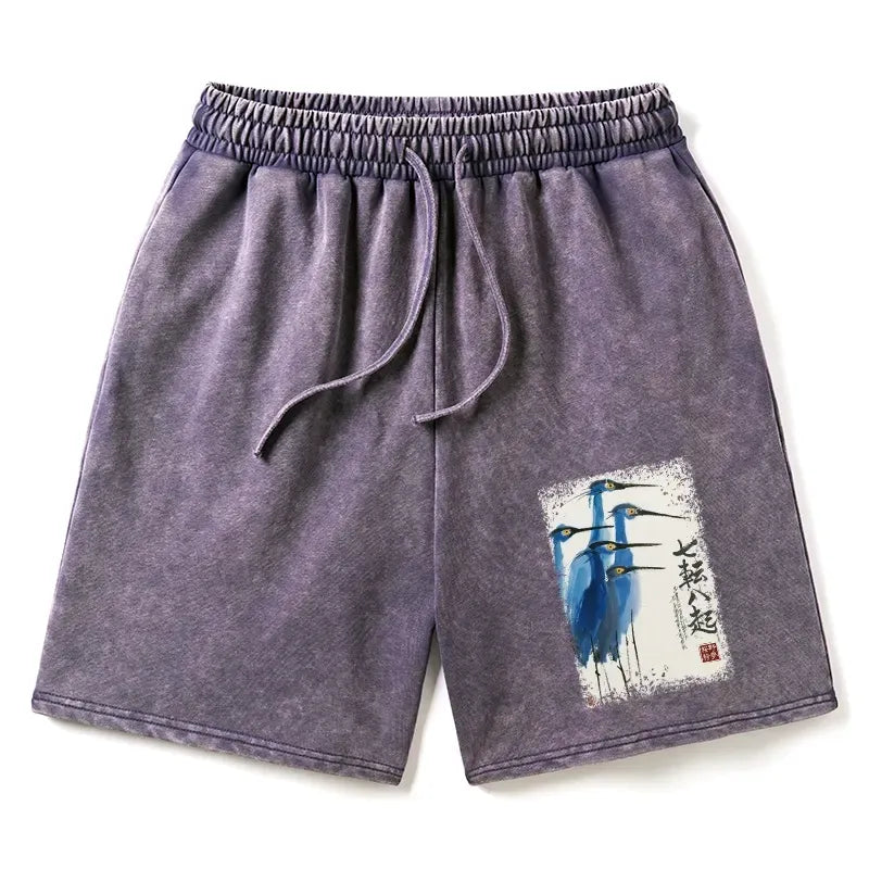 Kyoto-Lion Wings That Never Yield Washed Shorts