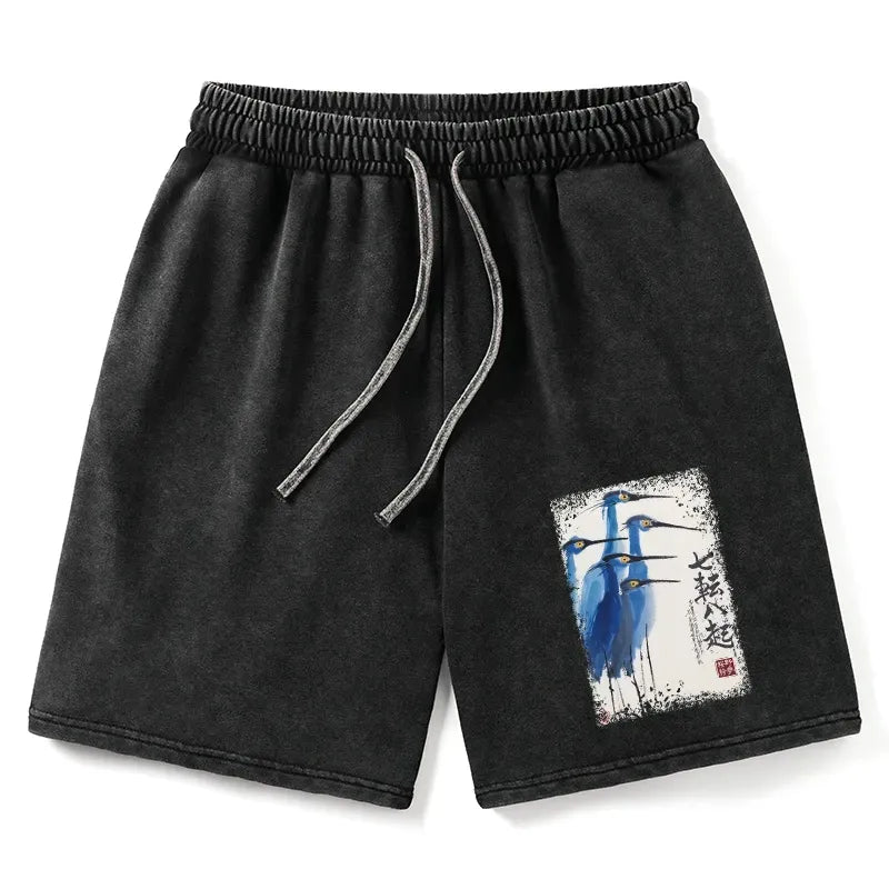 Kyoto-Lion Wings That Never Yield Washed Shorts
