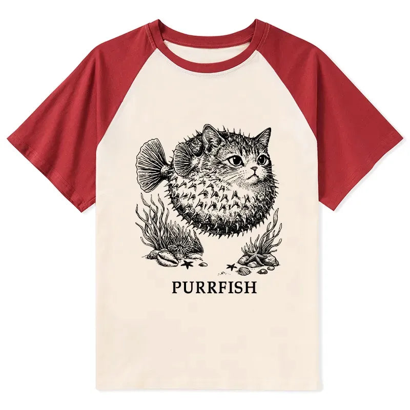Kyoto-Lion Spiky Puffer With Cute Cat Head Raglan T-shirt