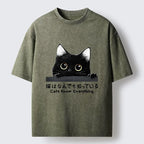 Kyoto-Lion Cats Know Everything Washed T-Shirt