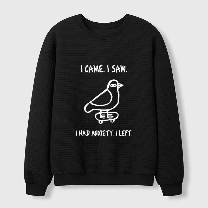 Kyoto-Lion Funny Meme Bird Just Needs A Break Waffle Sweatshirt