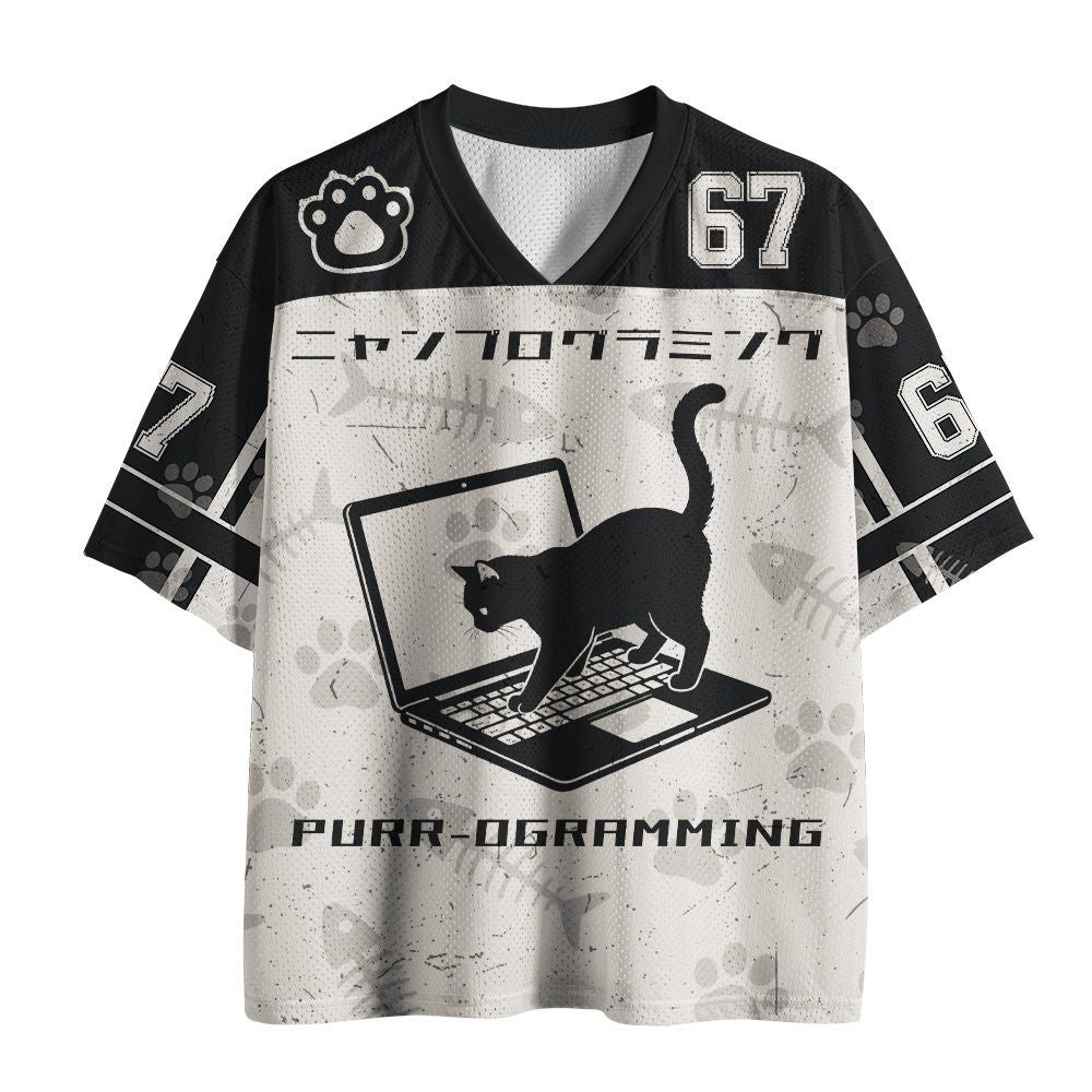 Trendy Japanese Cat Mesh Jersey
