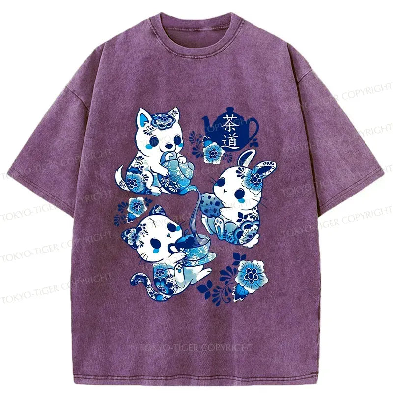 Japanese Porcelain Washed T-Shirt for Daily Wear
