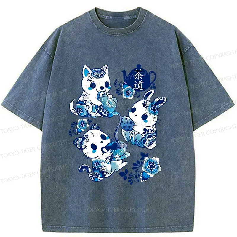 Japanese Porcelain Washed T-Shirt for Daily Wear