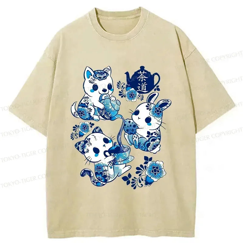 Japanese Porcelain Washed T-Shirt for Daily Wear