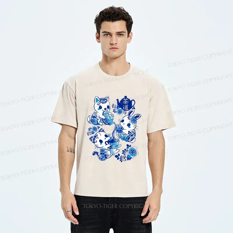 Japanese Porcelain Washed T-Shirt for Daily Wear