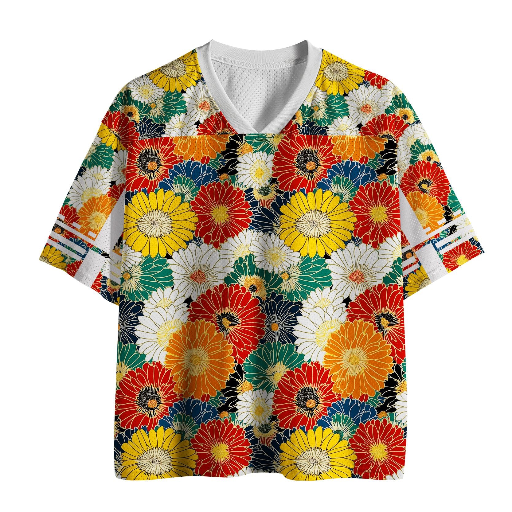 Kyoto-Lion Colorful Chrysanthemums Mesh Jersey