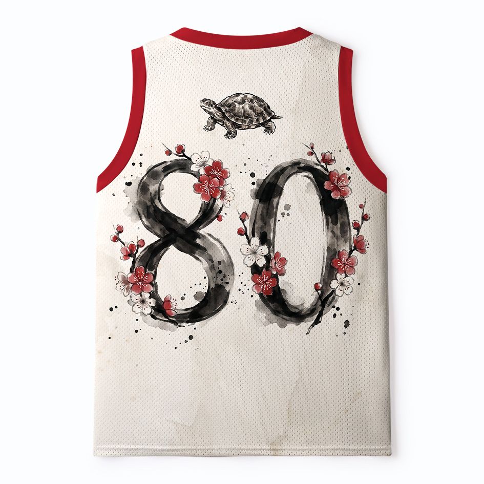Kyoto-Lion Vintage Ink Tortoise Plum Tree Art Mesh Tank Top