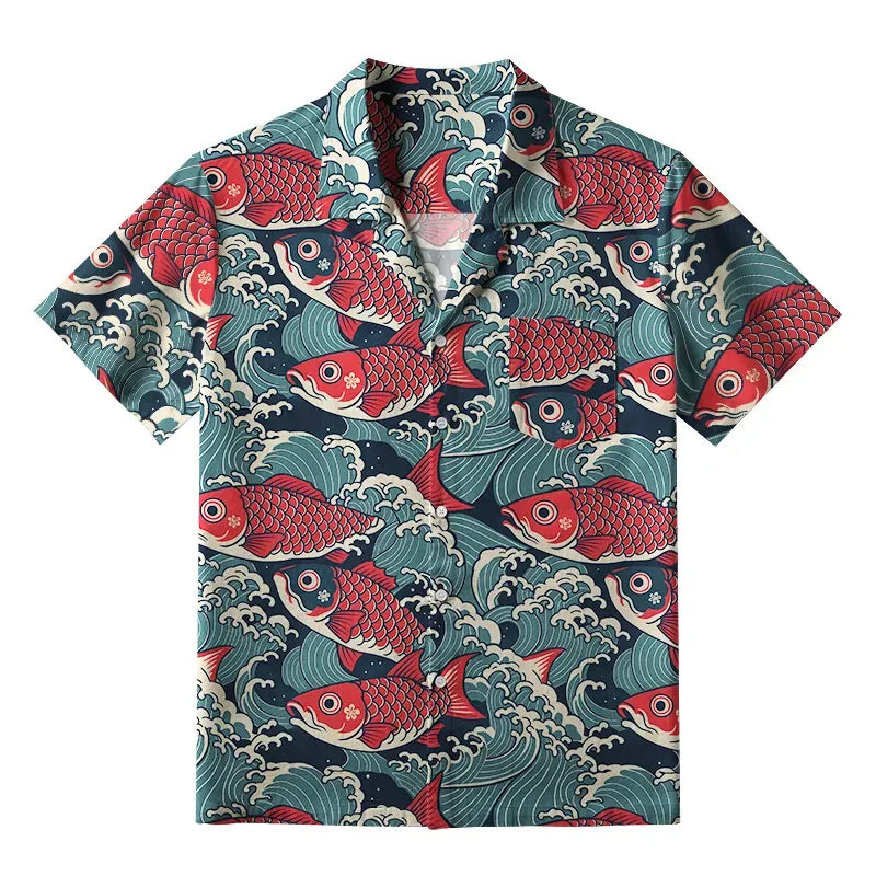 Kyoto Lion Koi Aloha Shirt Free Shipping