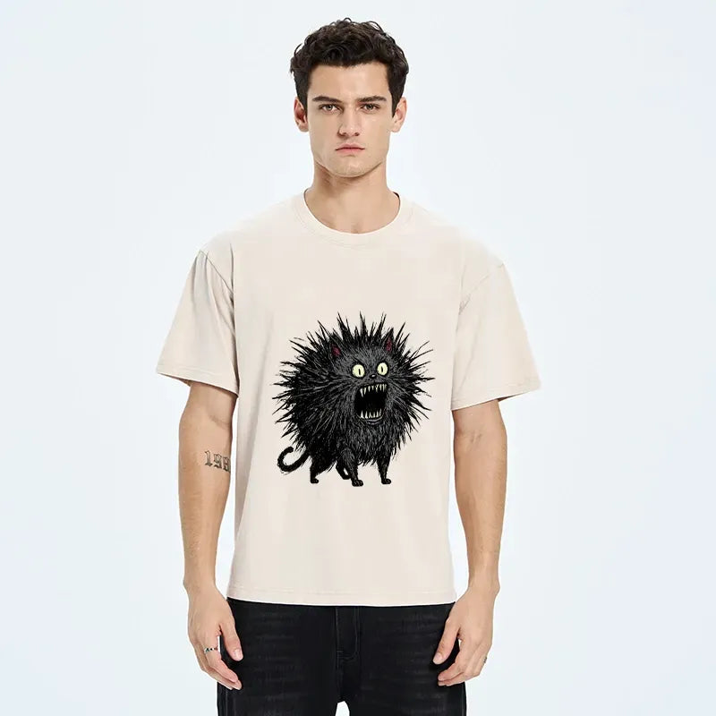 Kyoto-Lion Feral Cat Having A Total Meltdown Washed T-Shirt