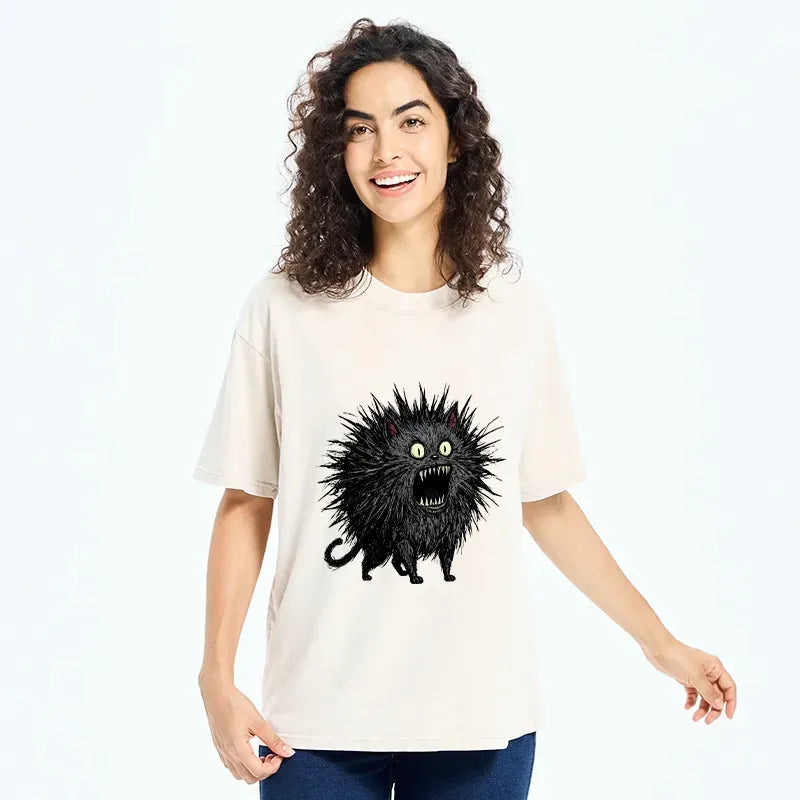 Kyoto-Lion Feral Cat Having A Total Meltdown Washed T-Shirt