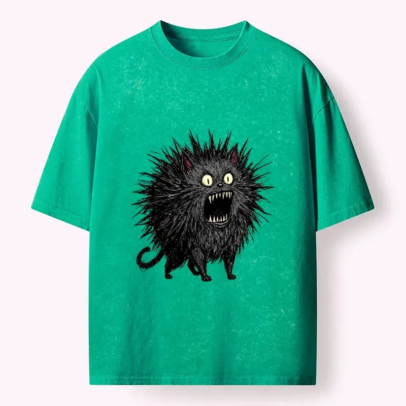 Kyoto-Lion Feral Cat Having A Total Meltdown Washed T-Shirt