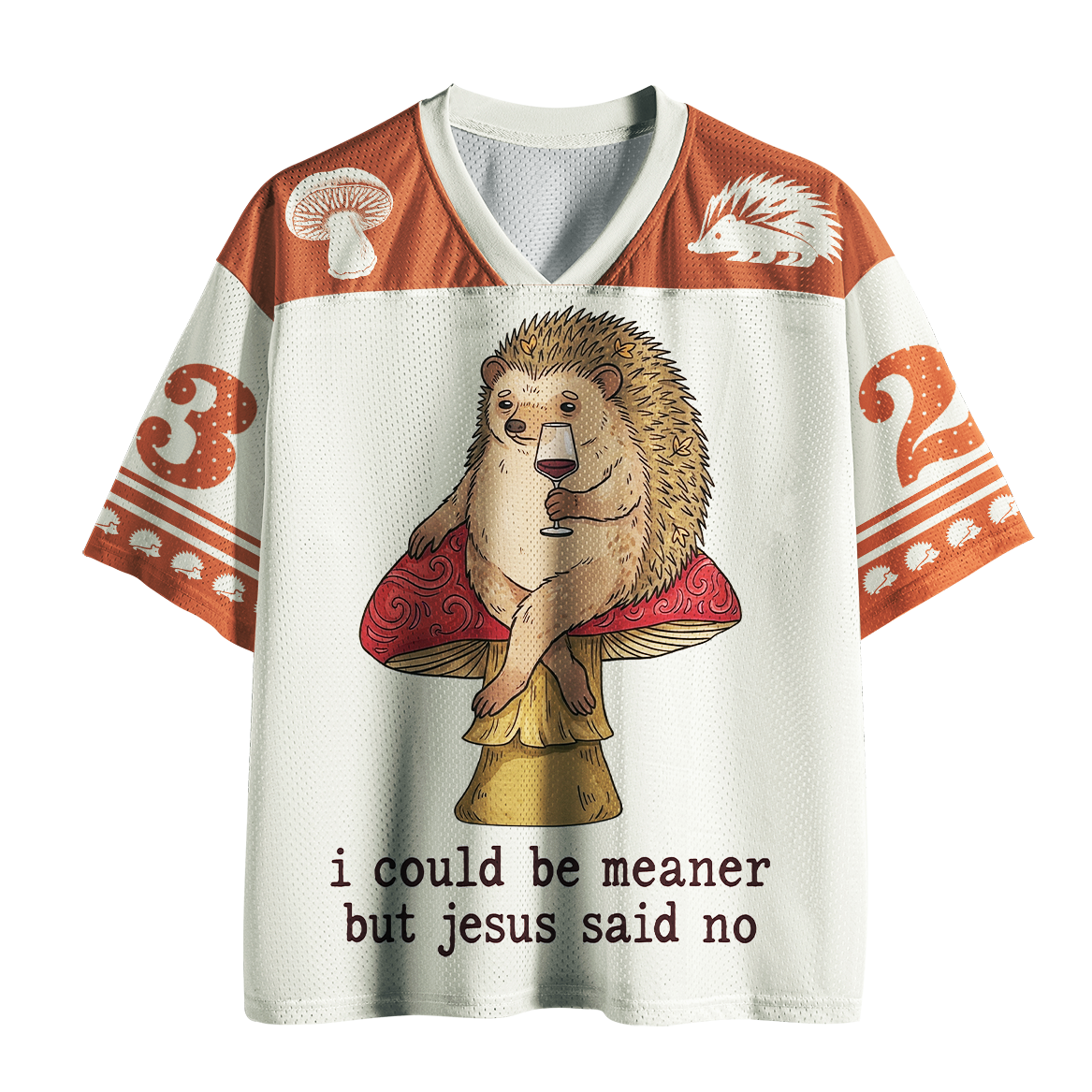 Kyoto-Lion Sarcastic Kindness Meme Hedgehog Wine Mesh Jersey
