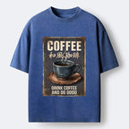 Kyoto-Lion Funny Japanese Coffee Life Quote Washed T-Shirt