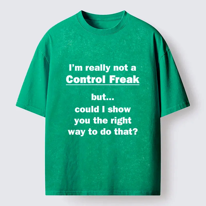 Kyoto-Lion Control Freak Meme Washed T-Shirt