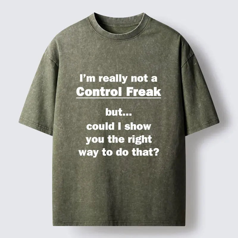 Kyoto-Lion Control Freak Meme Washed T-Shirt
