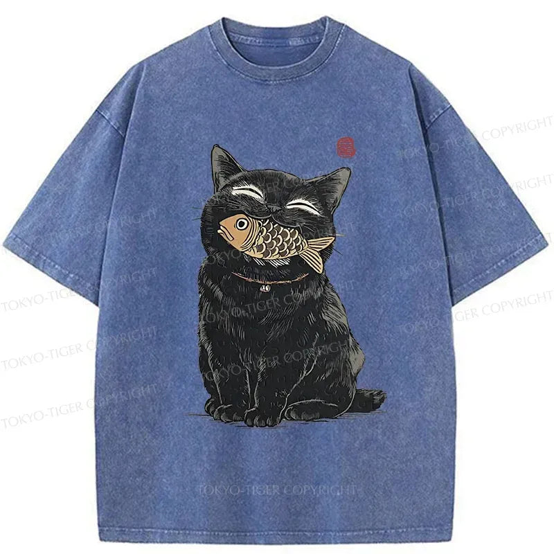 Retro Japanese cat t-shirt on sale