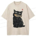 Happy black cat t-shirt for daily wear