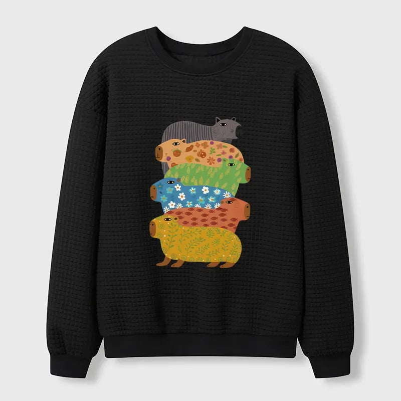Unisex Capybara Waffle Pullover as Gift Idea