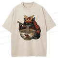 Kyoto-Lion Cat General Eats Ramen Washed T-Shirt
