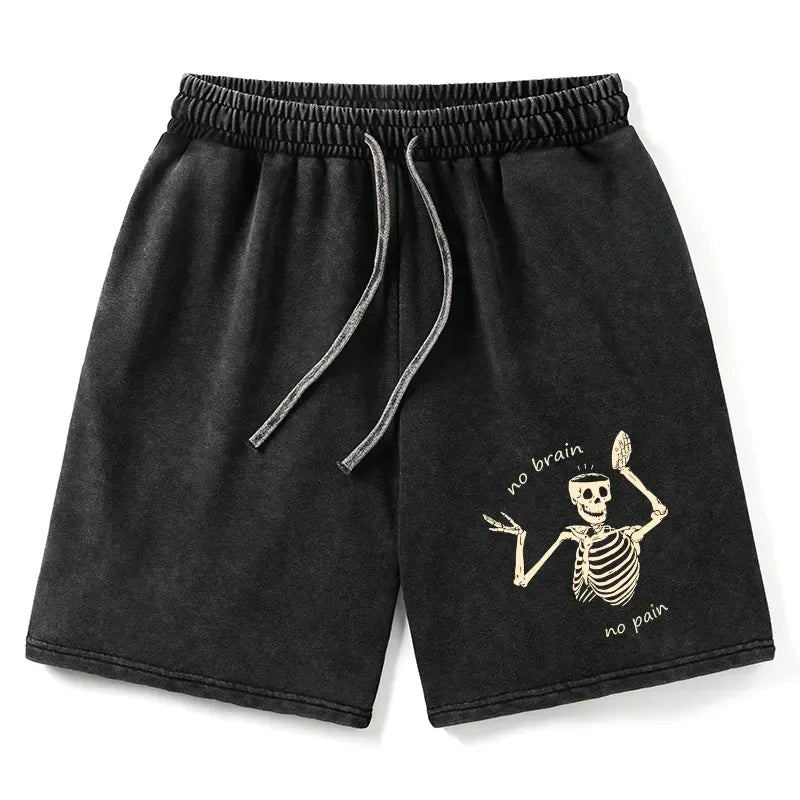 Kyoto Lion skeleton washed shorts for men