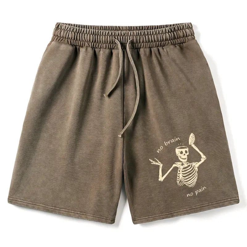 Kyoto Lion skeleton washed shorts for men