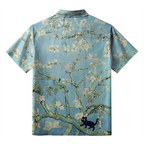 Kyoto-Lion Black Cat On Sakura Branch Aloha Hawaiian Shirt