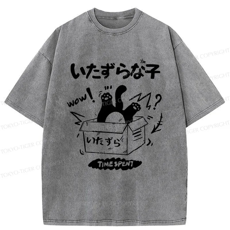 Vintage Japanese Cat Entering Box Tee