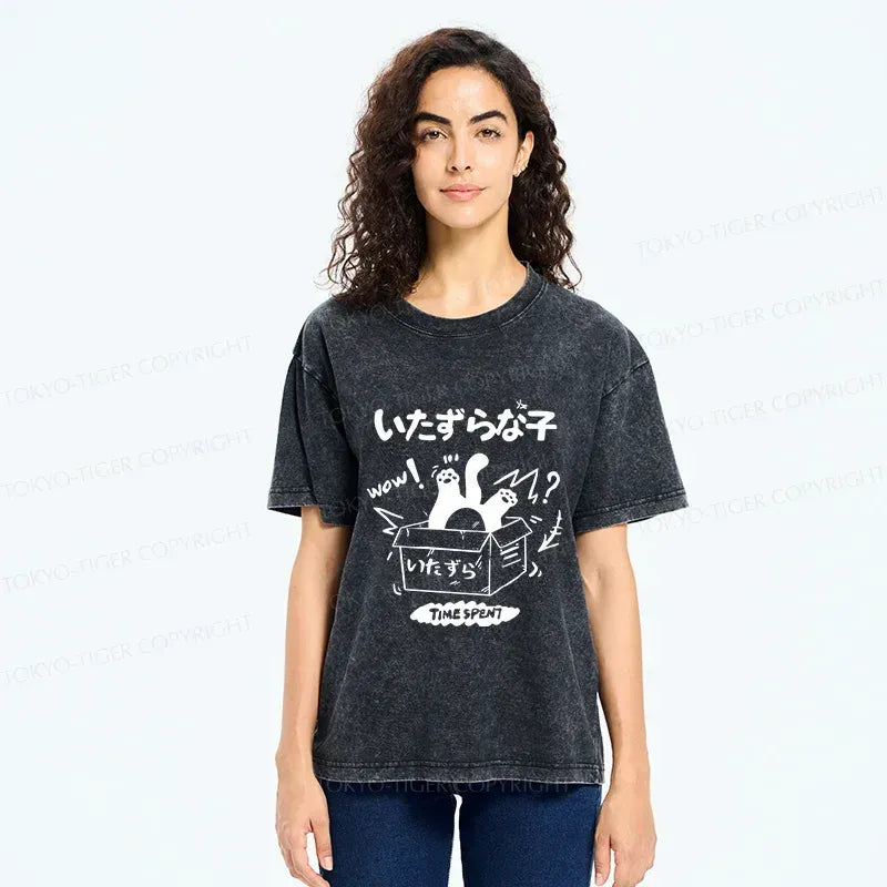 Vintage Japanese Cat Entering Box Tee