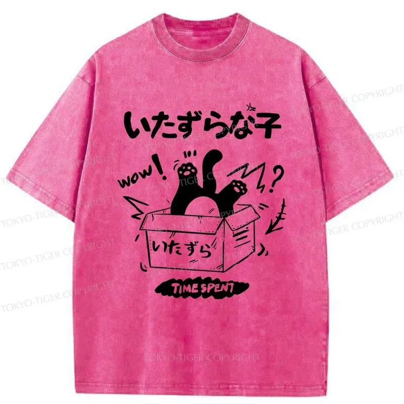 Washed Cat T-Shirt for Daily Wear